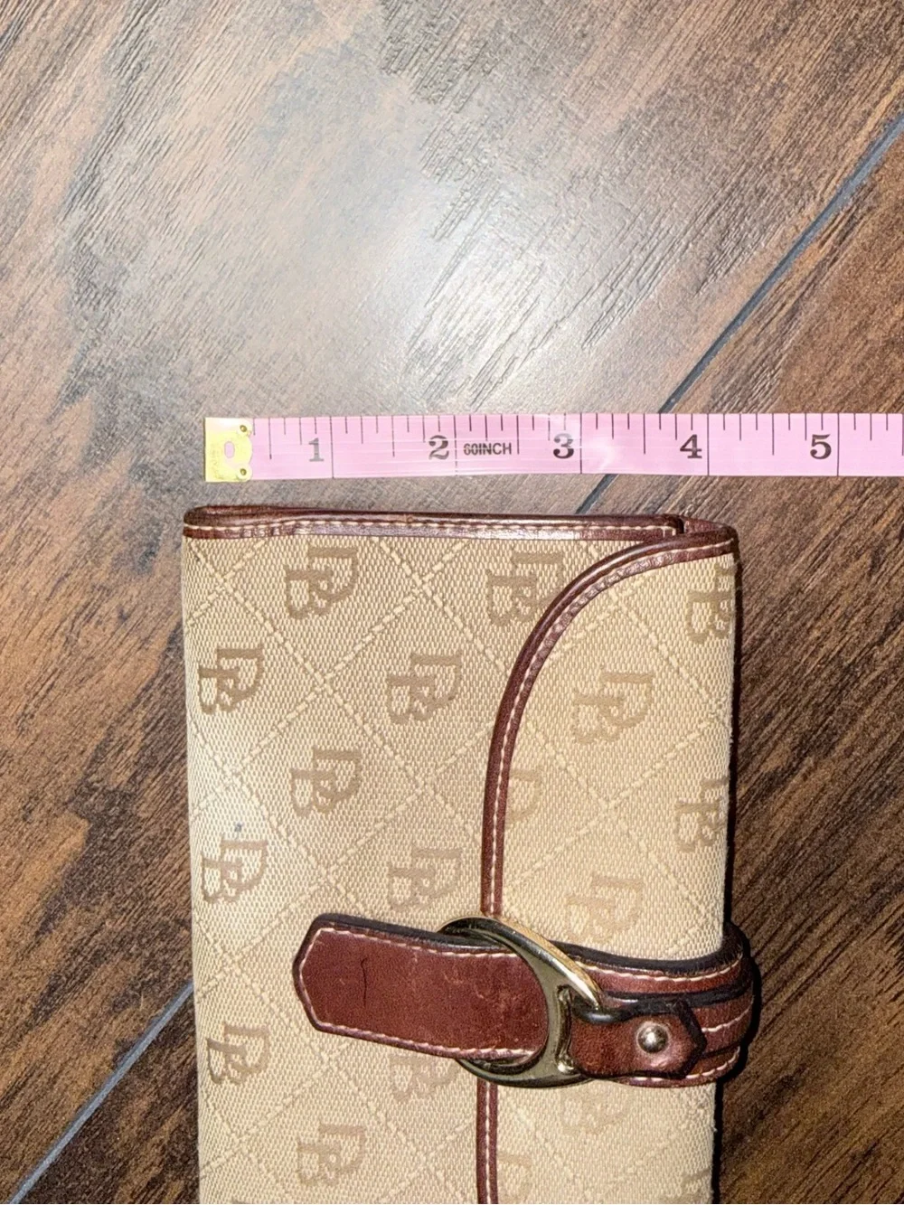 Dooney & Bourke Tan Monogram Wallet with Brown Trim